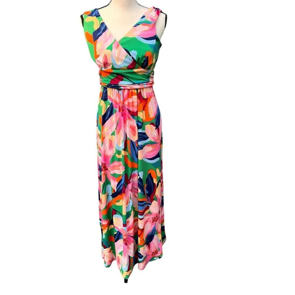 Pappagallo Resort Wear Maxi Dress, Size XS Vacation Hawaiian Sleeveless - Picture 3 of 12